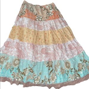 stretchy elastic skirt material , fits a small to medium comfortably